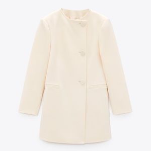 Zara white double breasted frock/coat/blazer